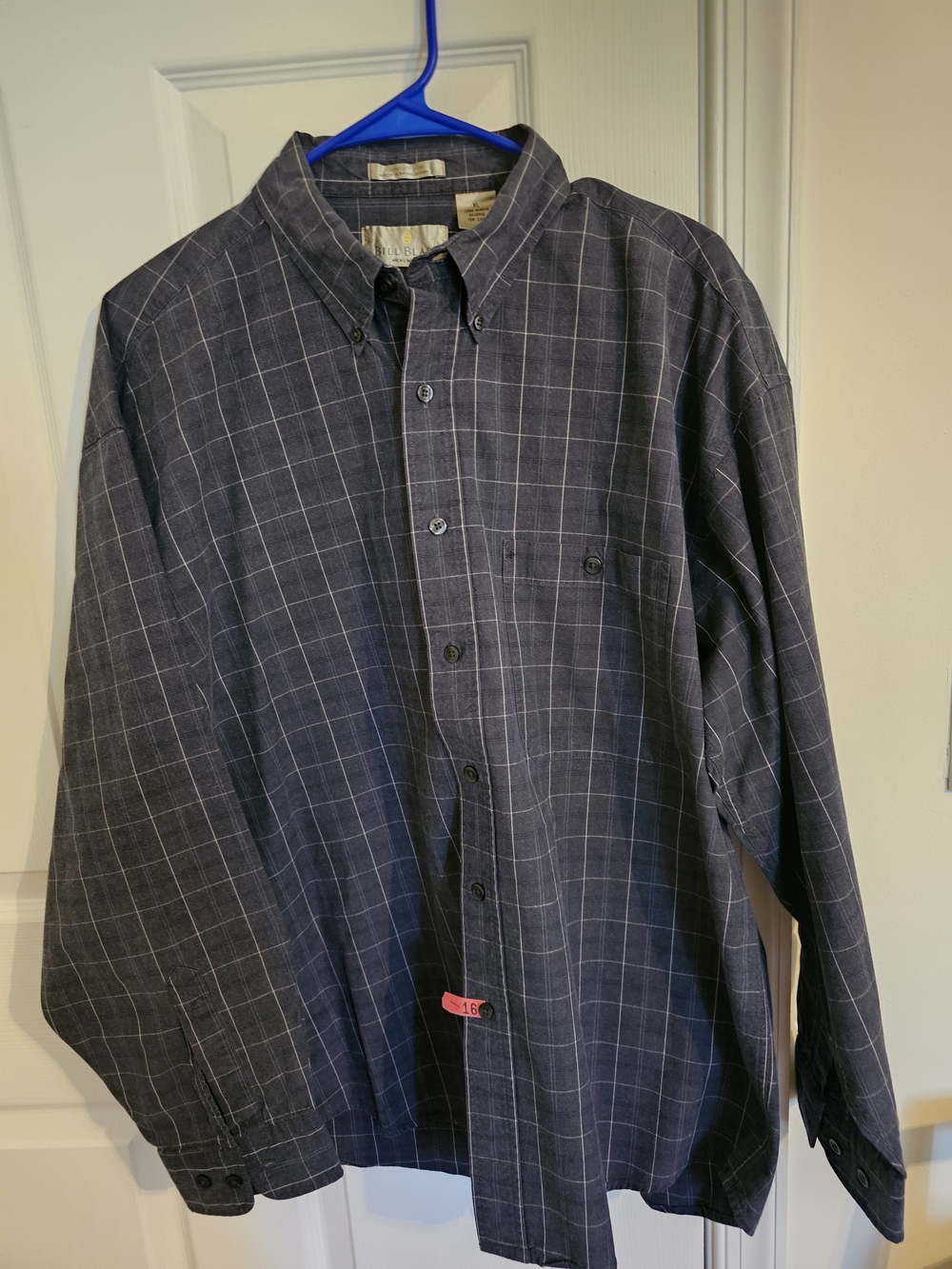Bill Blass Charcoal Gray Plaid Button-Down Shirt